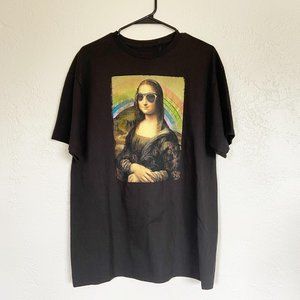 Love Tribe Black Tee with Mona Lisa Graphic